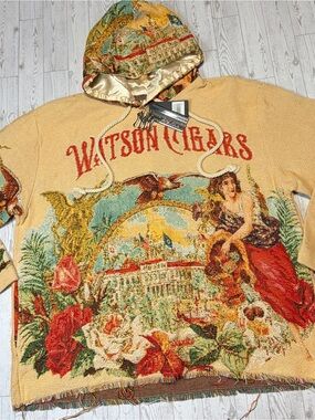 Vintage-Style Watson Cigars Tapestry Hoodie Size 2XL